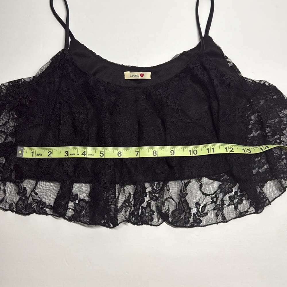 Black Lace Ruffle Mini Crop Top - Picture 8 of 8